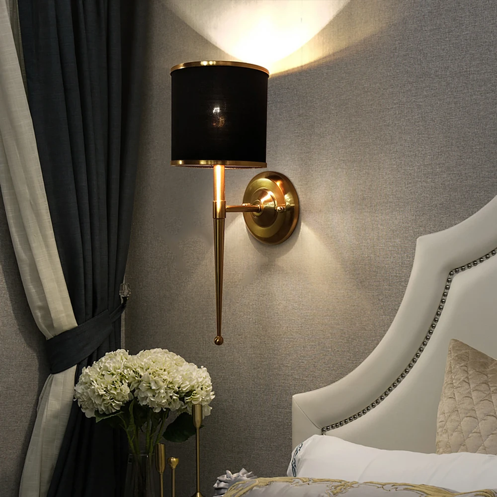

Modern black wall sconce led lamp lights luxury crystal wall light fixtures bedside living room led home lighting indoor lights