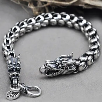 

925 Sterling Silver Jewelry Bracelets for Men Vintage S925 Width Thai Silver Chain Charms Pride Bracelets & Bangles