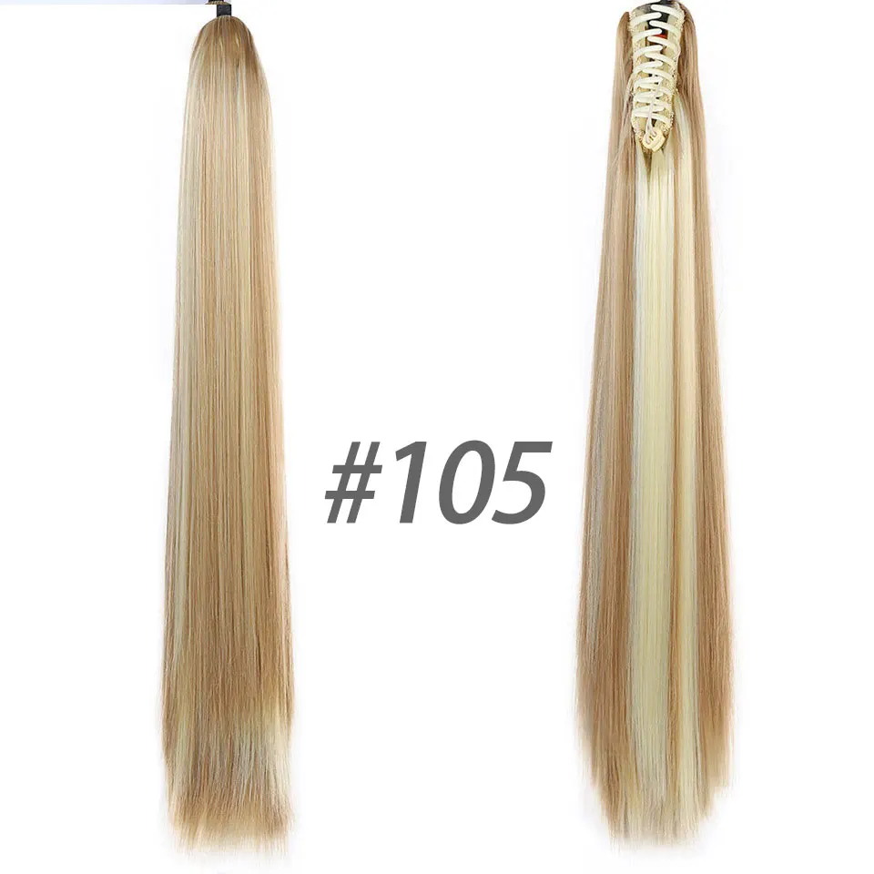 

Allaosify Synthetic Women Claw on Ponytail Clip In Hair Extensions Straight Style Pony Tail Hairpiece Black Brown Hairstyles 24"