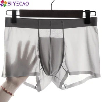 

Ice Silk Sexy Boxer Underwear Men Boxers Homme Underpants Boxershorts Panties Underpants Thin Elastic Transparent Men Panties