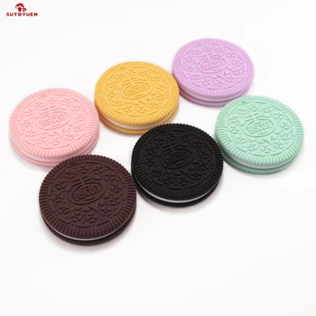 

Sutoyuen 10PCS BPA Free Silicone Cookie Pendant Teether Baby Biscuit Pacifier Dummy Teething Chewable Pendant Nursing Necklace