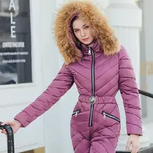 Warm Winter Thick Women Jumpsuit Plush Hoodie Collar Pockets Zipper Solid Color Oversize Casual Rompers Kurtka Zimowa 2020 New Y