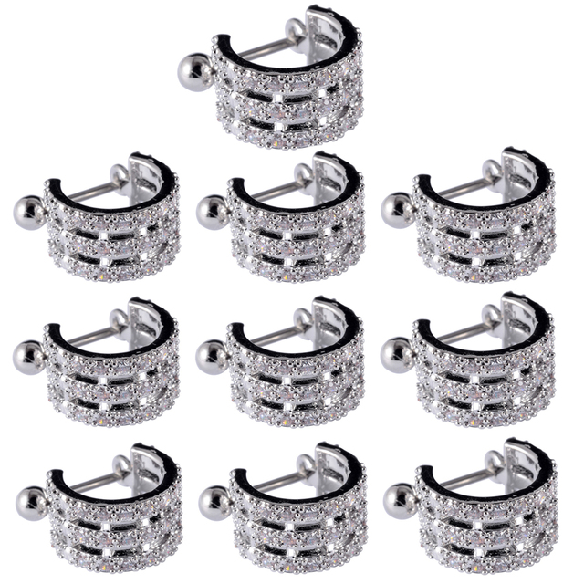 Surgical Steel Barbell CZ Gem Hoop Ear Tragus Cartilage Helix Earrings Ear Studs Ear Cuff Rook Woman Lobe Piercing Jewelry