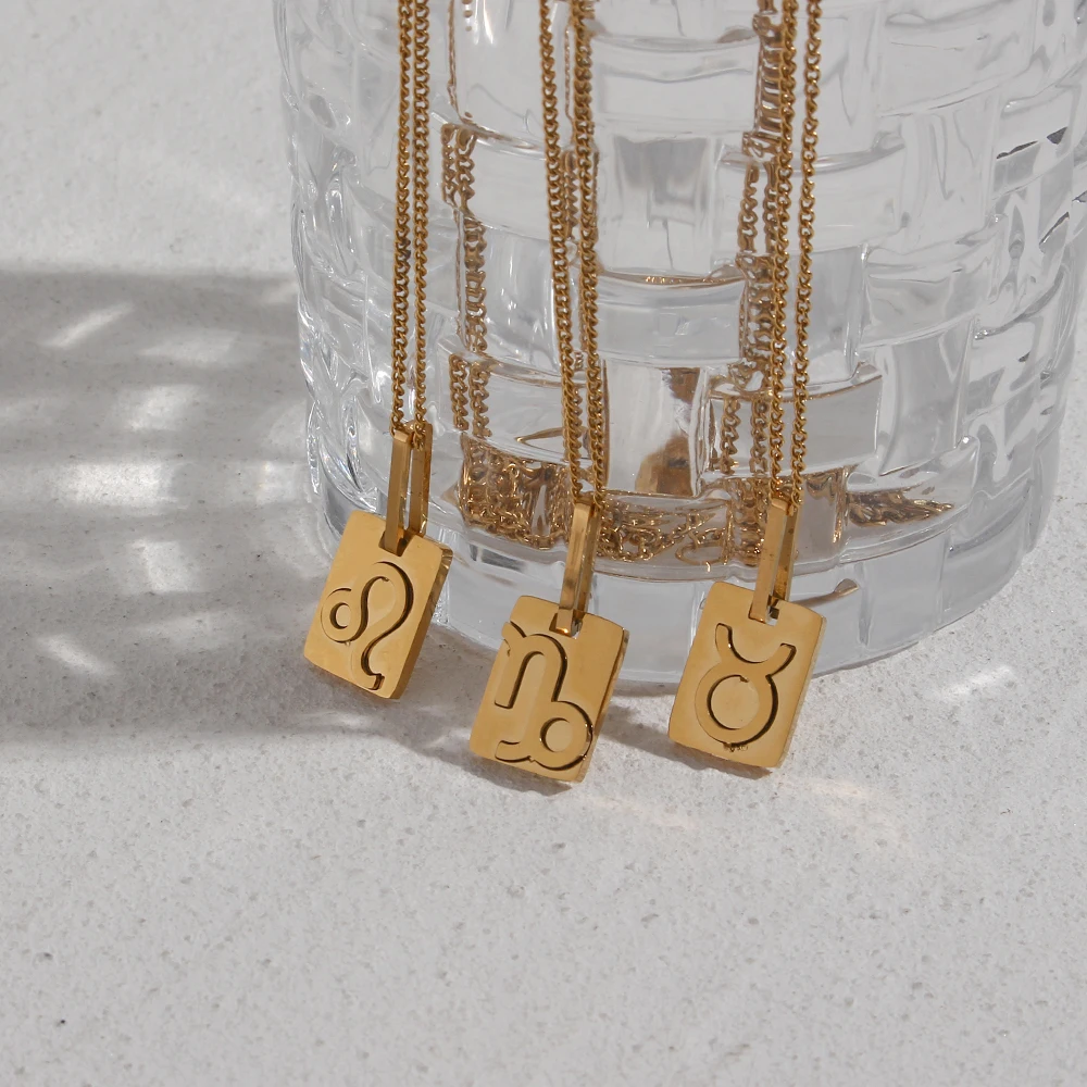 Titanium Steel Pendant Necklace  Gold Stainless Zodiac Necklace - Cute  Gold Plated - Aliexpress