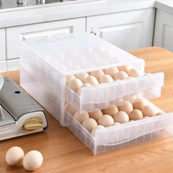 

Double Layers 60 Grids Egg Container Case PP Refrigerator Fresh Storage Boxes Split Room Stable Egg Organizer Kitchen Tools