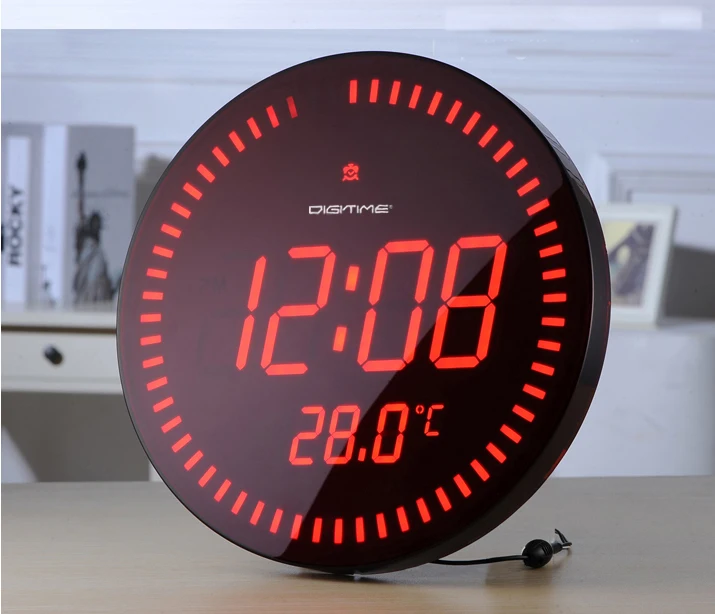 Светодиодный электронные настенные часы современный дизайн с сигнализацией температуры 3D цифровой, с дистанционным управлением часы Светящиеся Настенные домашние декоративные часы
