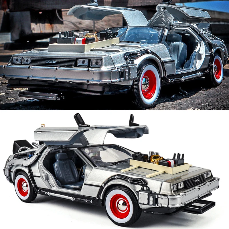 

1/24 Scale Diecast Alloy Car Model Kid Gift 1 2 3 Time Machine DeLorean Vehicle Metal Traffic Toys Back To Future Flight Edition