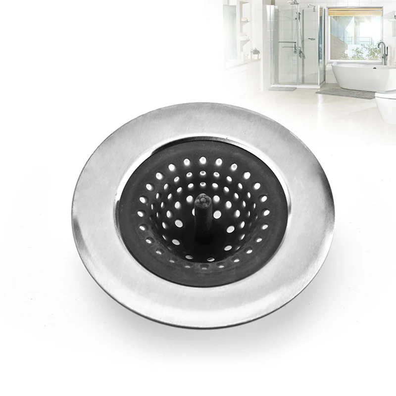 3Pcs Stainless Steel Silicone Strainer Floor Drain Cover Plug Anti-Blocking Water Hair Catcher Filter Kitchen for Pop-Up Regular