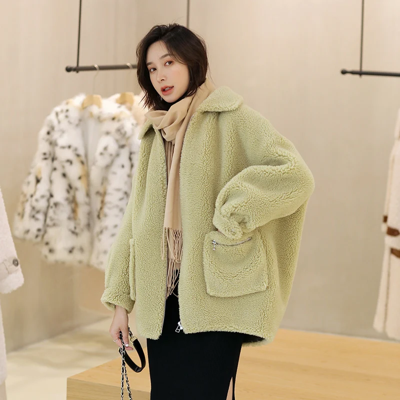

Real Fur Korean Solid Sheep Shearing Winter Coat Wool Jacket Women Clothes 2020 Manteau Femme 19522 YY1163