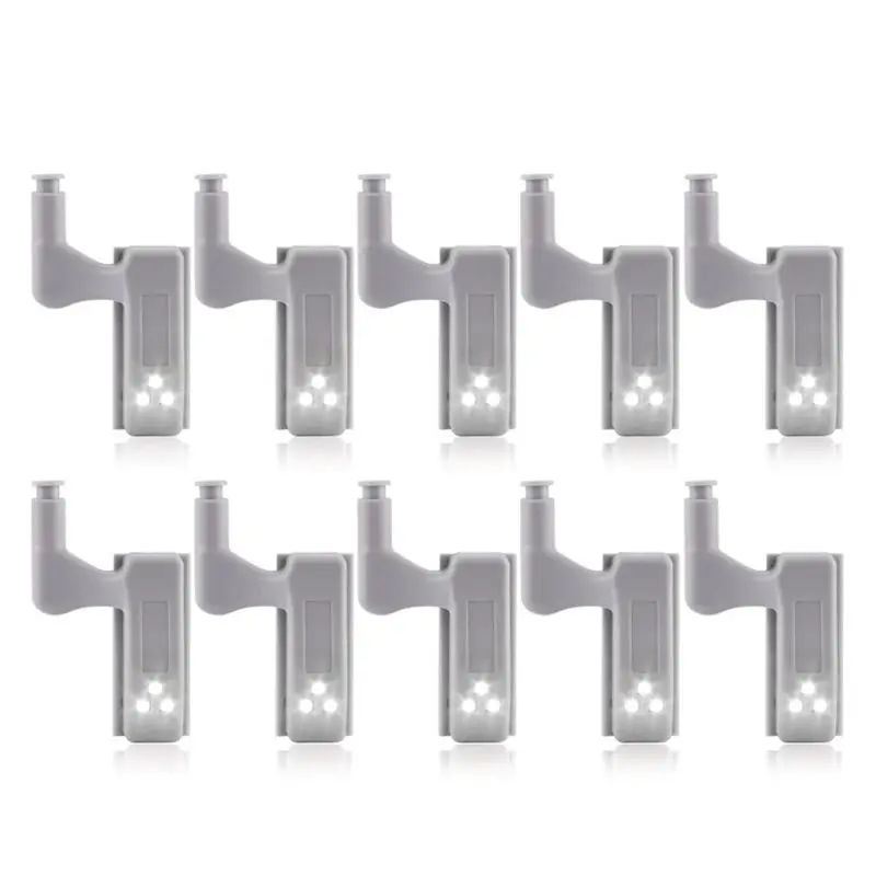 

10Pcs Cabinet Cupboard Wardrobe LED Hinge Light Smart Sensor Lamp Cold white
