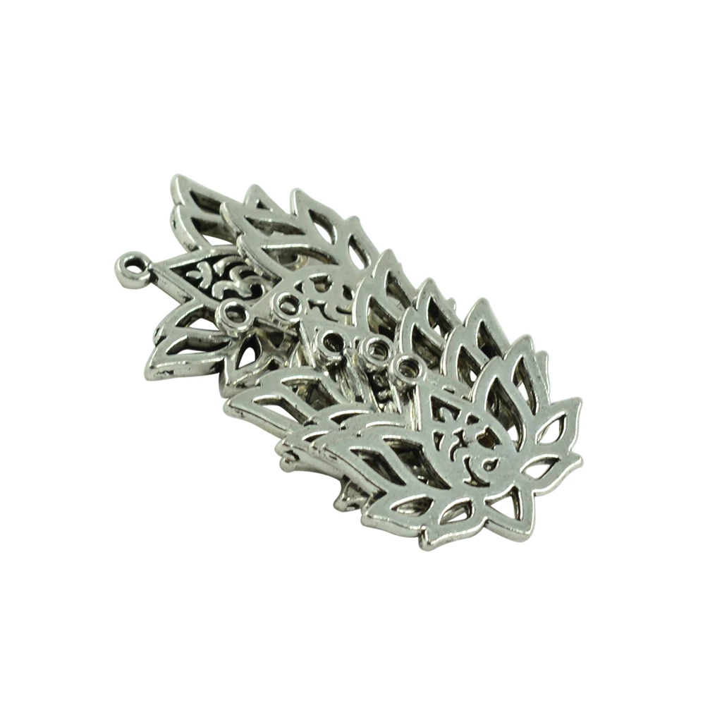 50pcs Lotus Flowers OM OHM YOGA Symbol Charms Pendant Jewelry Findings Craft