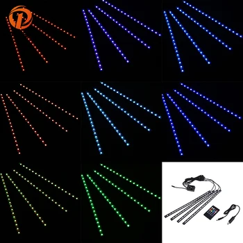 

POSSBAY 18 LED RGB Colorful 4 In 1 Glow LED Car Interior Atmosphere Neon Decoration Lamp with USB/Cigarette Remote Control