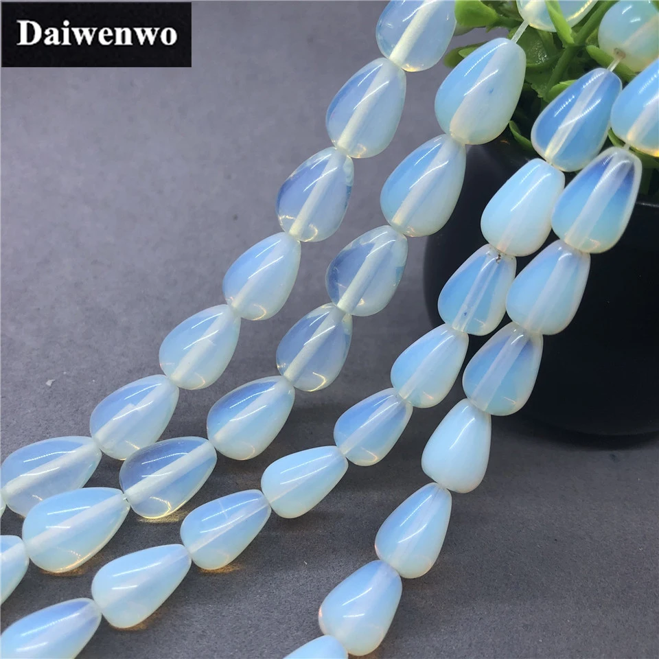 

Argenon White Opal Drop Beads Natural Loose Stone Diy for Necklace