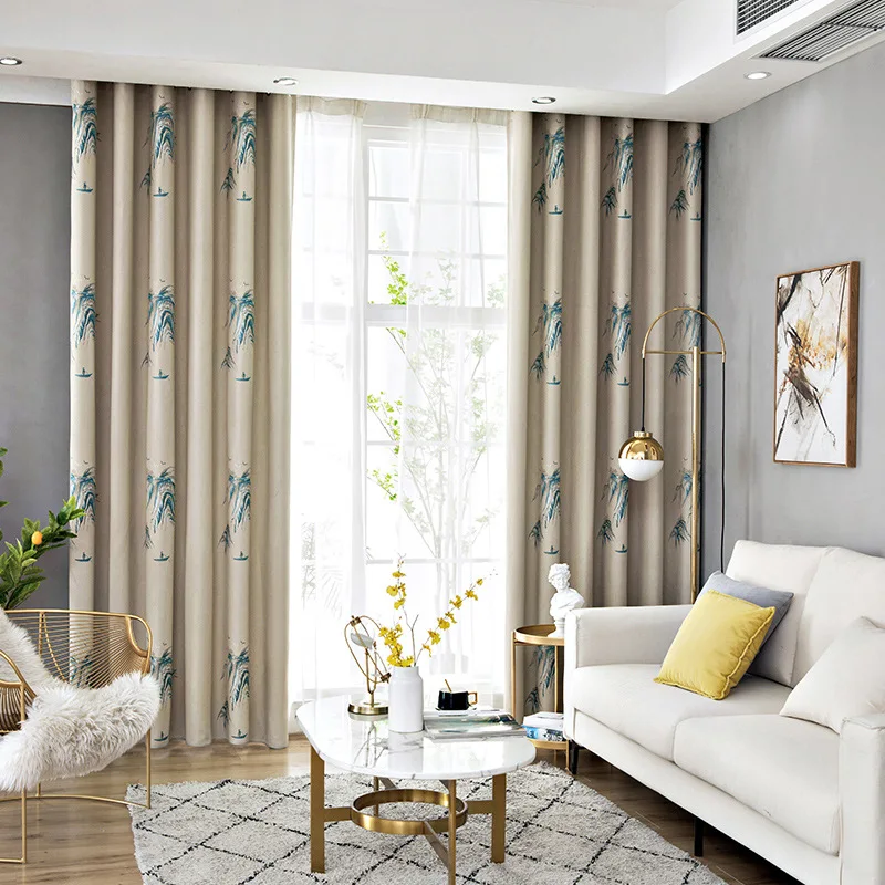 

Popangel High Quality Luxury Jacquard Modern Curtain Polyester Customized Thickening Blackout Window Curtain For Living Room