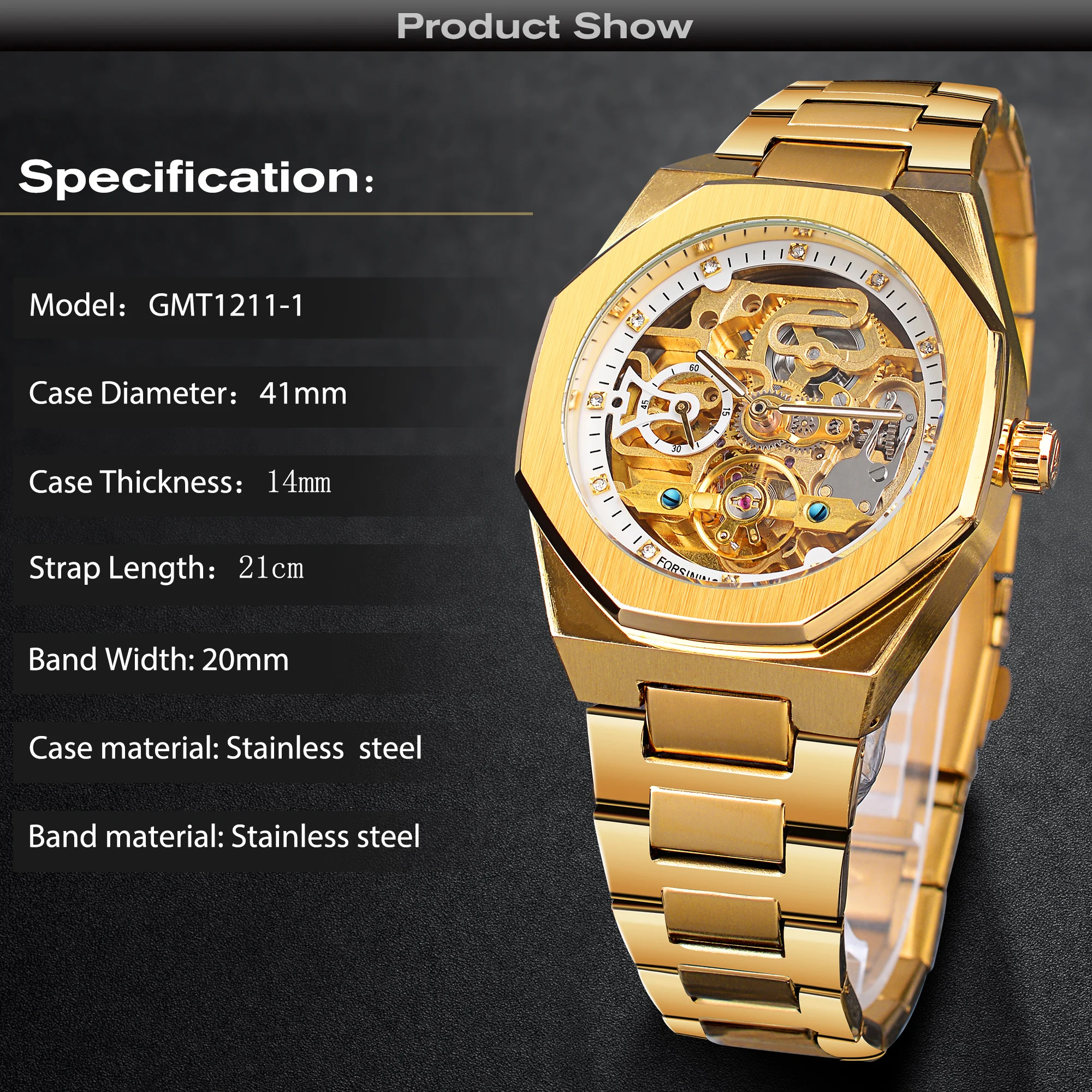 Forsining Golden Mechanical Watch Man Luxury Tourbillon Military Wristwatch Hollow New Men's Fashion Outdoor Watches Luminous_voghion.com