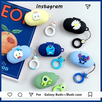 

Cute Silicone Cover for Samsung Galaxy Buds /Buds+ Plus Case Bluetooth Earphone Protective Accessories Portable with Finger Ring