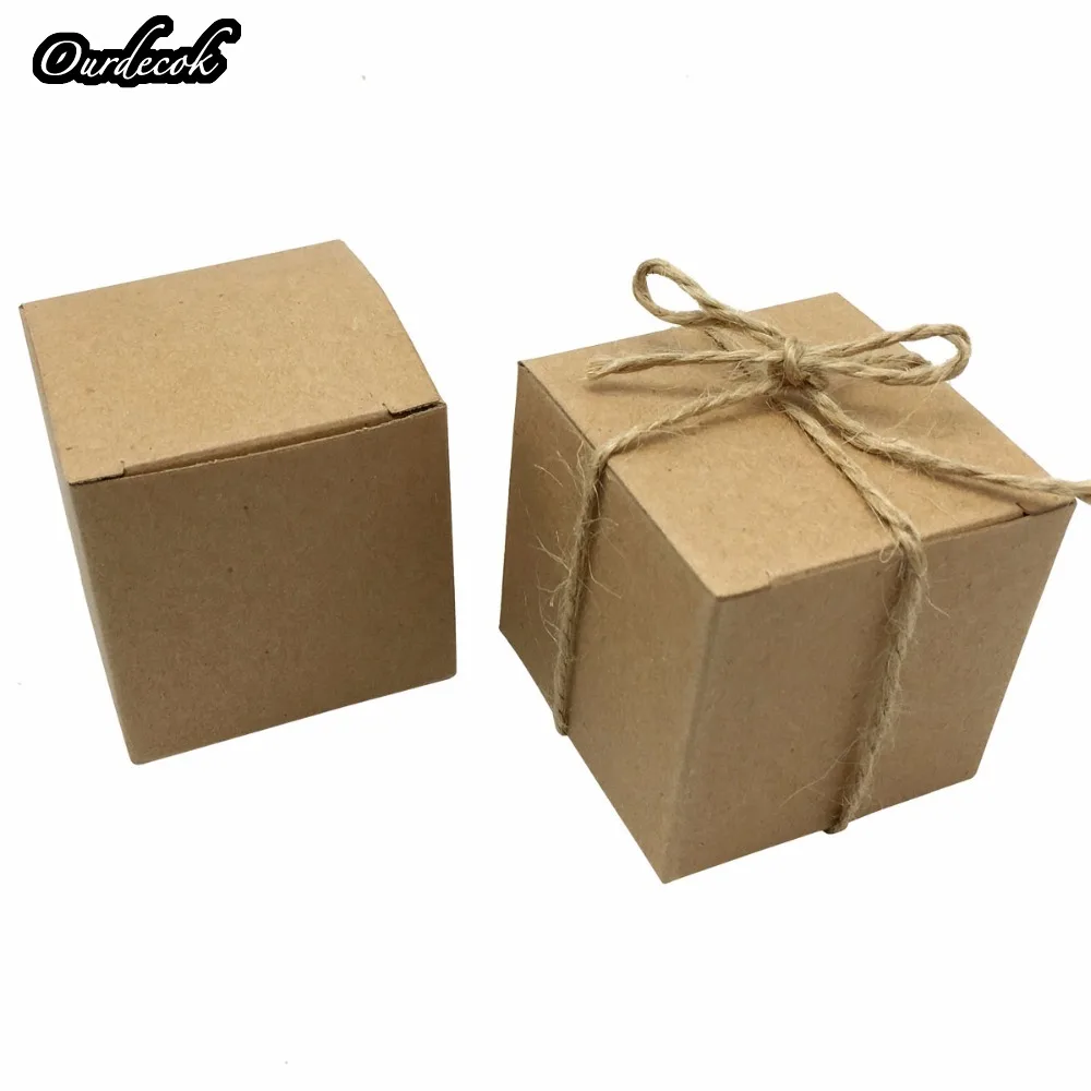 100 Pcs Kraft Square Wedding Favor Gift Boxes Party Holder Chocolate Box Sweet Candy Bag | Дом и сад