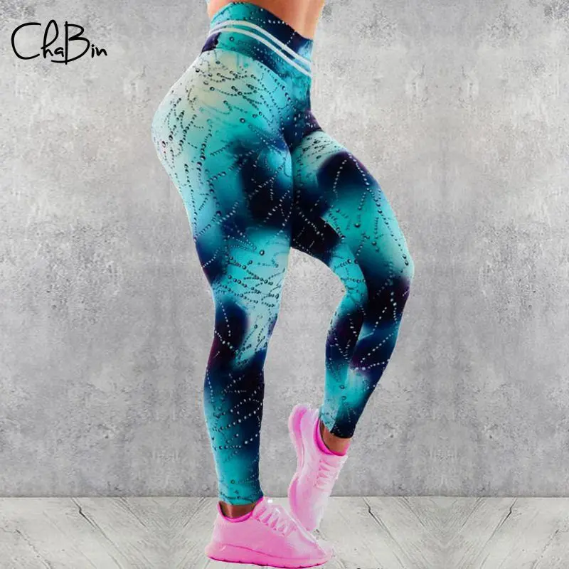 

2019 Women Yoga Pants 3D Digital Printing Sport Leggings Push Up Tights Exercise High Waist Fitness Running Trousers Sportwear