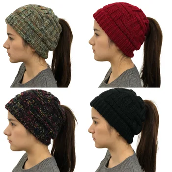 

Warm bamboo braided hat lady tail hair line hat