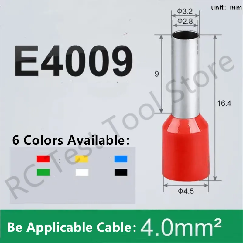 

100pcs/Pack E4009 Insulated Ferrules Terminal Block Cord End Wire 12AWG Connector Electrical Crimp Terminator 4.0mm²