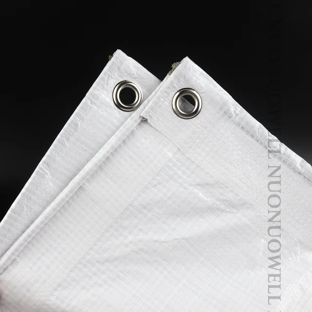 Testreszabja A Méretet 0,32 Mm -Es Fehér Pe Tarpaulin Esőálló Ruhával, Dupla Oldalsó Vastag Erkély Borító Napfényes Tarp Vízálló Teherautó Burkolat - Image 5