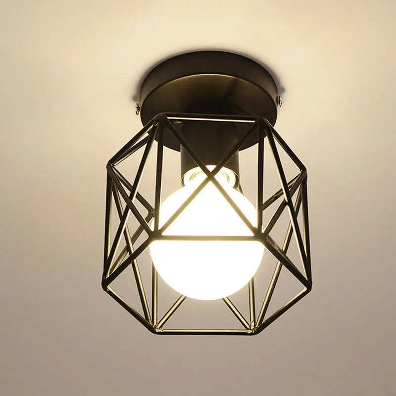 Nordic Black Wrought Iron E27 Led Ceiling Lamps For Kitchen Living Room Bedroom Study Balcony Porch Restaurant Cafe Hotel