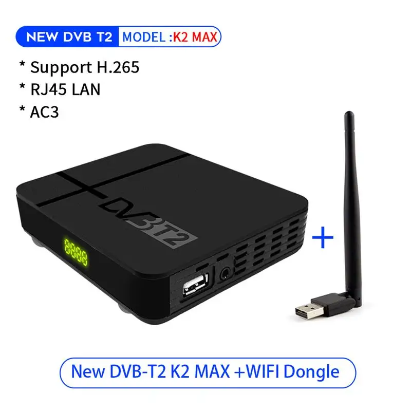 DVB-USB WIFI Цифровой эфирный приемник DVB-T2 HEVC H.265 Full 1080P ТВ-тюнер Встроенный RJ45 Lan Поддержка Youtube DVB T2 K2 MAX телеприставка - Цвет: DVB-USB WIFI