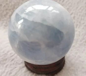 

40mm(1.6") Blue Celestite Sphere Polished Sphere - Natural Crystal Ball - Reiki Healing - Raw Meditation Stone--wood gift