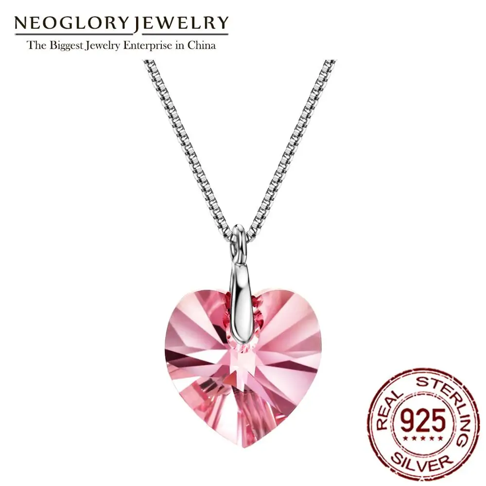Neoglory S925 Стерлинговое Серебро Розовое сердце подвески для женщин нежные