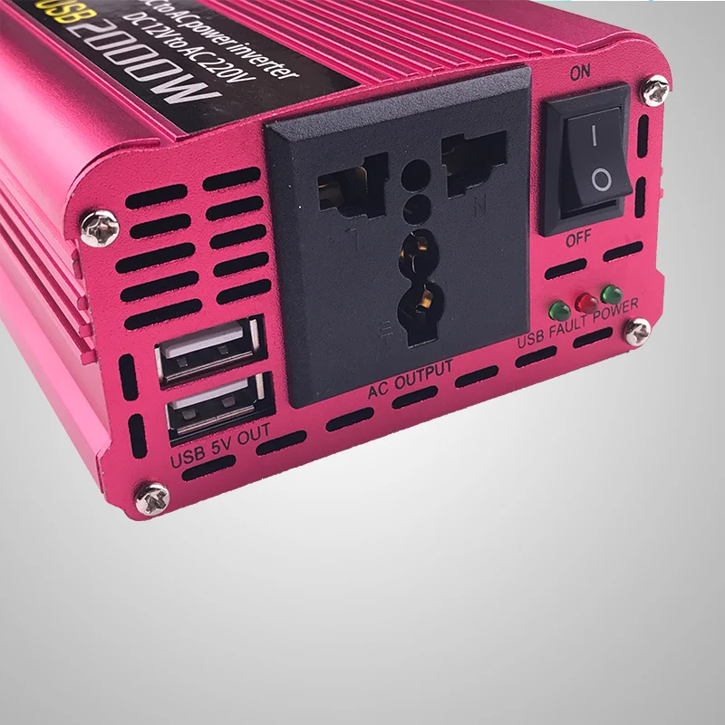 Двойной USB 2000W дом/выход Модифицированная синусоида DC 12V к AC 220V Портативное автомобильное зарядное устройство конвертер адаптер Инвертор питания(красный