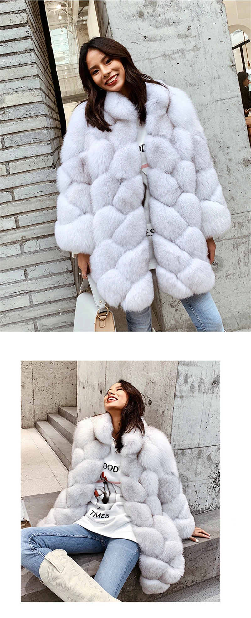 Winter Fashion Fox Fur Coat Women Luxury Warm Genuine Fur Jacket Ladies Real Fur Jacket Russian