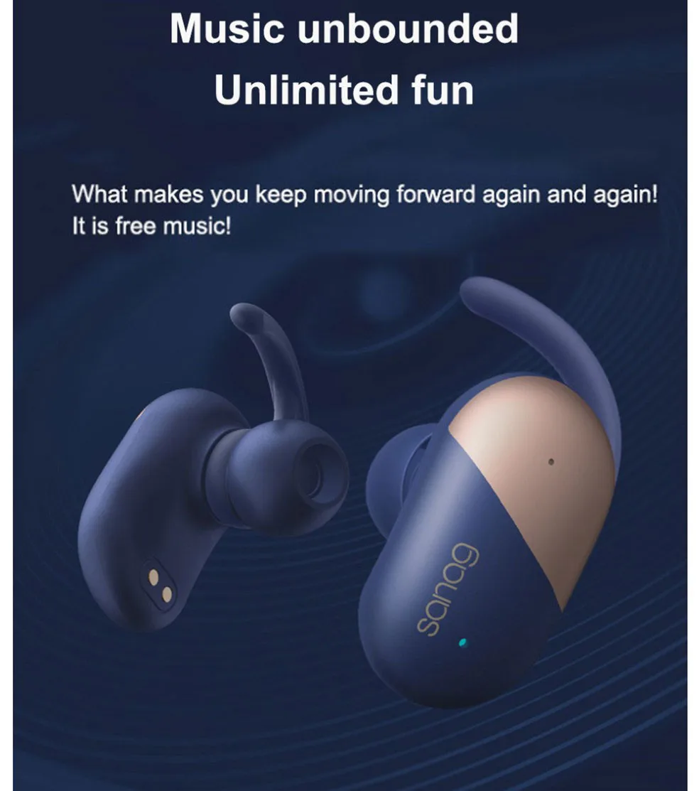 Sanag P5 Bluetooth 5.0 TWS Earbuds Binaural Call Fingertips Control Siri Google Assistant 500mAh Charging Case IP5 with Mic - Rose Gold
