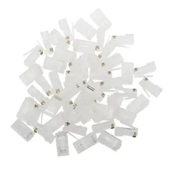 

50 Pcs RJ45 8P8C Network LAN CAT5E CAT6 Modular Plug Jack Clear