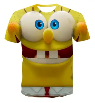 

3D printed round neck short sleeve spongebob cartoon cute 2020 summer new men and women T-shirt size can be customized xxS-6XL