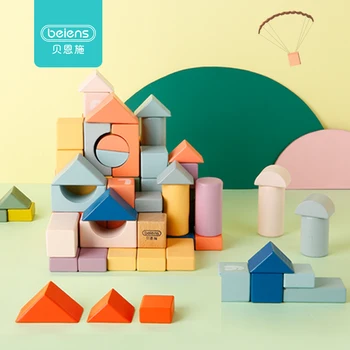 

Beiens Building Blocks Kids Wooden Toys for Children Puzzle DIY Bricks Baby Early Educational Assembling Blocks Montesori Toys