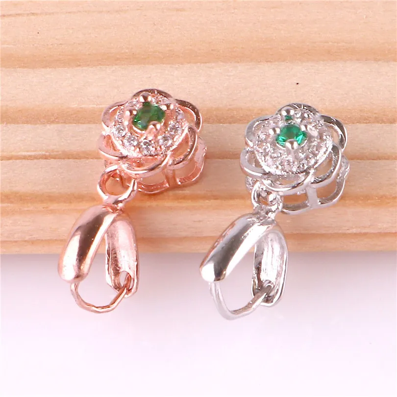 5pcs S925 Silver Flower Pendant Clip Clasp Pinch Bail Connectors Buckle Beads DIY Necklace Craft Jewelry Findings | Украшения и