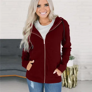 

woman hoodies sweatshirts ladies autumn winter new clothing solid zip-up elegance parties travel sweat shirts hoodies