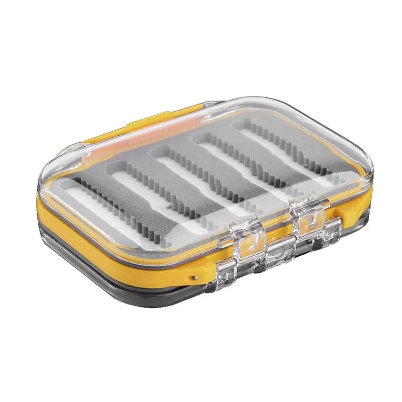 

Flies Case Two-Sided Waterproof Fly Box Slit Foam Jig Fly Fishing Box Yellow