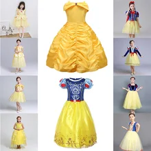 Детские платья для девочек; платье Белль; детский маскарадный костюм Эльзы и Анны; костюм Белоснежки на Хэллоуин; праздничная одежда для девочек на день рождения