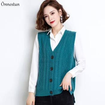 

Twist Sleeveless Sweater Women New Autumn Single-breasted Cardigan knitwear Crop Top Women Clothes V Neck Sweaters For Women