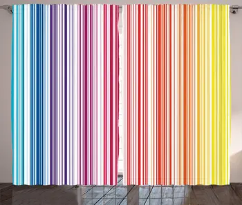 

Striped Curtains Digital New Fractal Lines in Color Ornate Baby Boys Girls Kids Nursery Living Room Bedroom Window Drapes