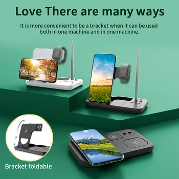 

4 In 1 Dock Station Foldable LED Indicator Fast Charging Wireless Charger Type C Accessories Gift Magnetic Multifunctional