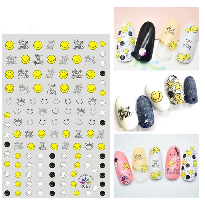Nusx Newest Smiley Face 3d Nail Art Sticker Decal Stamping Newest Designs Symbol Water Transfer Decals 3