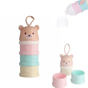 

Outdoor Cartoon Bear 3 Layers Detachable Baby Foods Nurse Infant Milk Powder Storage Bottle Cereal Box Toddler Snack Container