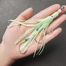 

2/0 3/0/ 4/0 Swim 3 Hooks Artificial Squid Skirt Lure Soft Silicone Saltwater Octopus Bait hook Fishing Tackle