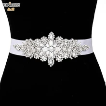 TOPQUEEN S01 Luxus Silber Strass Hochzeit Gürtel Hüftgürtel für Kleid Weibliche Zubehör Brautjungfer Frauen Kleid Pailletten Gürtel