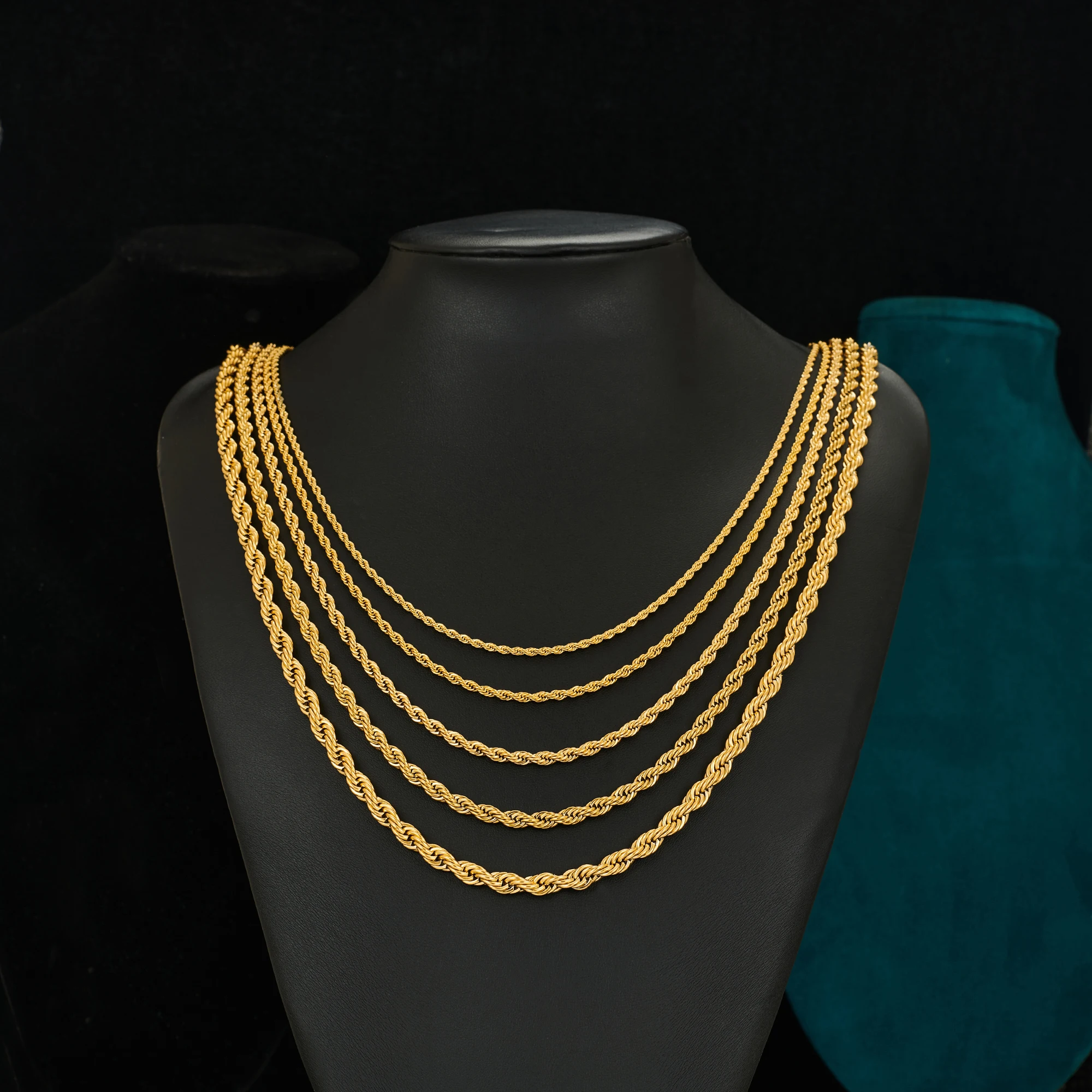 2/3/4/5/6mm 316L Rope Chain Necklace Stainless Steel Never Fade Waterproof Choker Men Women Jewelry Gold Color Chains Gift