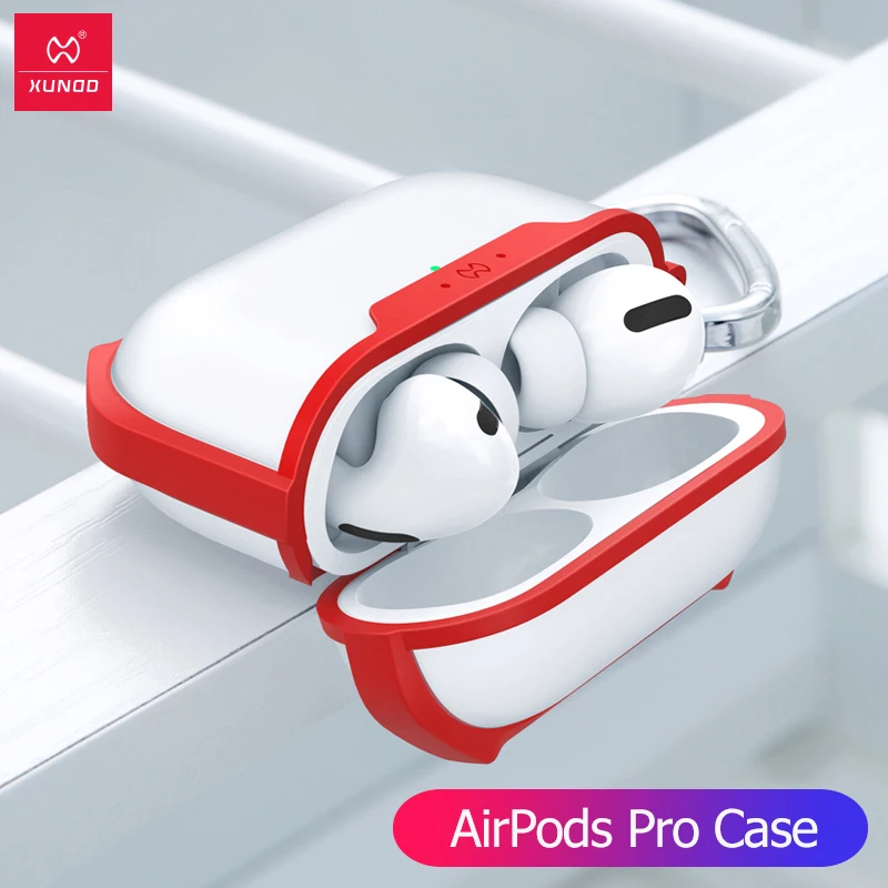 Для AirPods Pro Чехол прозрачный защитный чехол Bluetooth Наушники Подушка безопасности бампер с брелок Крюк для Airpods 3 крышка - Цвет: Red