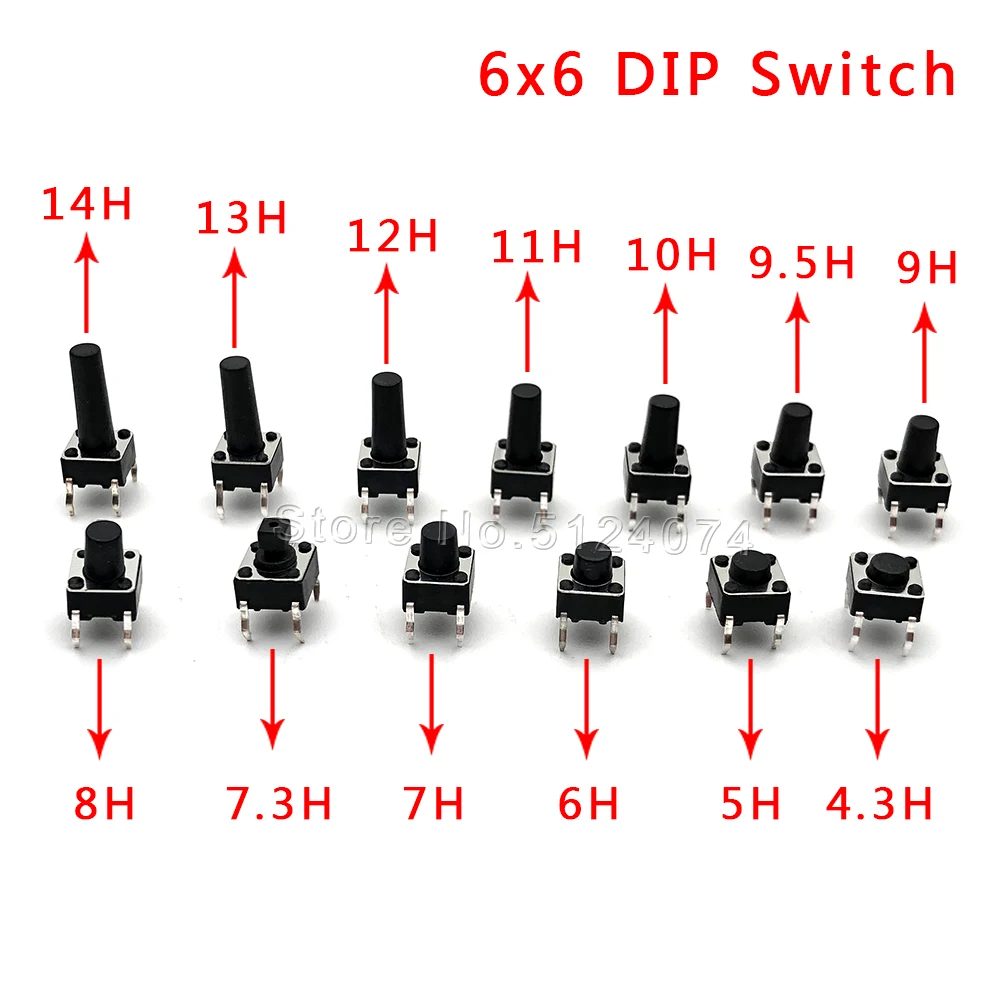 

50-100pcs 6*6 Touch button switch 6*6*4.3/5/6/7/7.3/8/9/9.5/10/11/12/13/14MM Push button switch Key switch 4pin