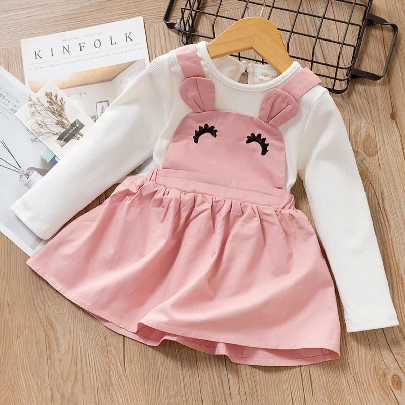 az249 pink Bear leader/платья для девочек; Новая модная осенняя одежда для маленьких девочек; Пышное детское платье на бретельках с кроличьими ушками; милая детская одежда - Цвет: az249 pink